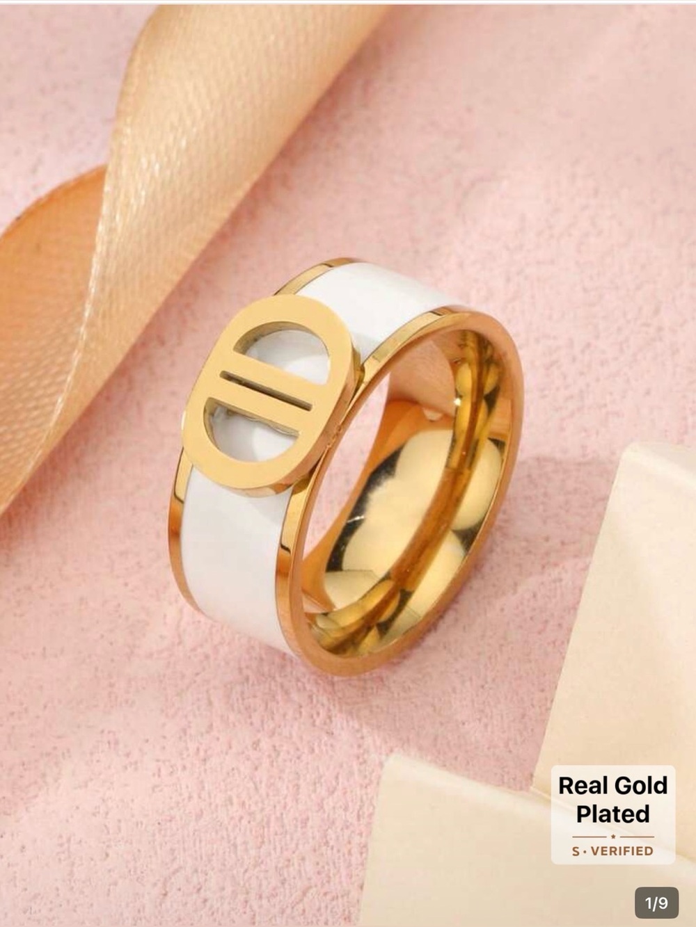 Gold-Tone Double D Shape Ring (Size 7) - Picture 3 of 5